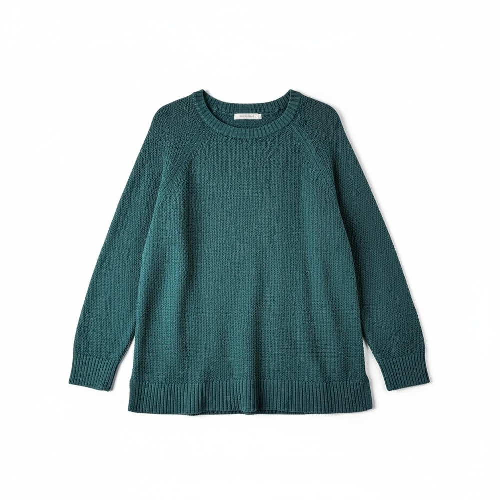 Old Navy Green Knit Sweater Womens Large Crewneck Long Sleeve Textured Cotton